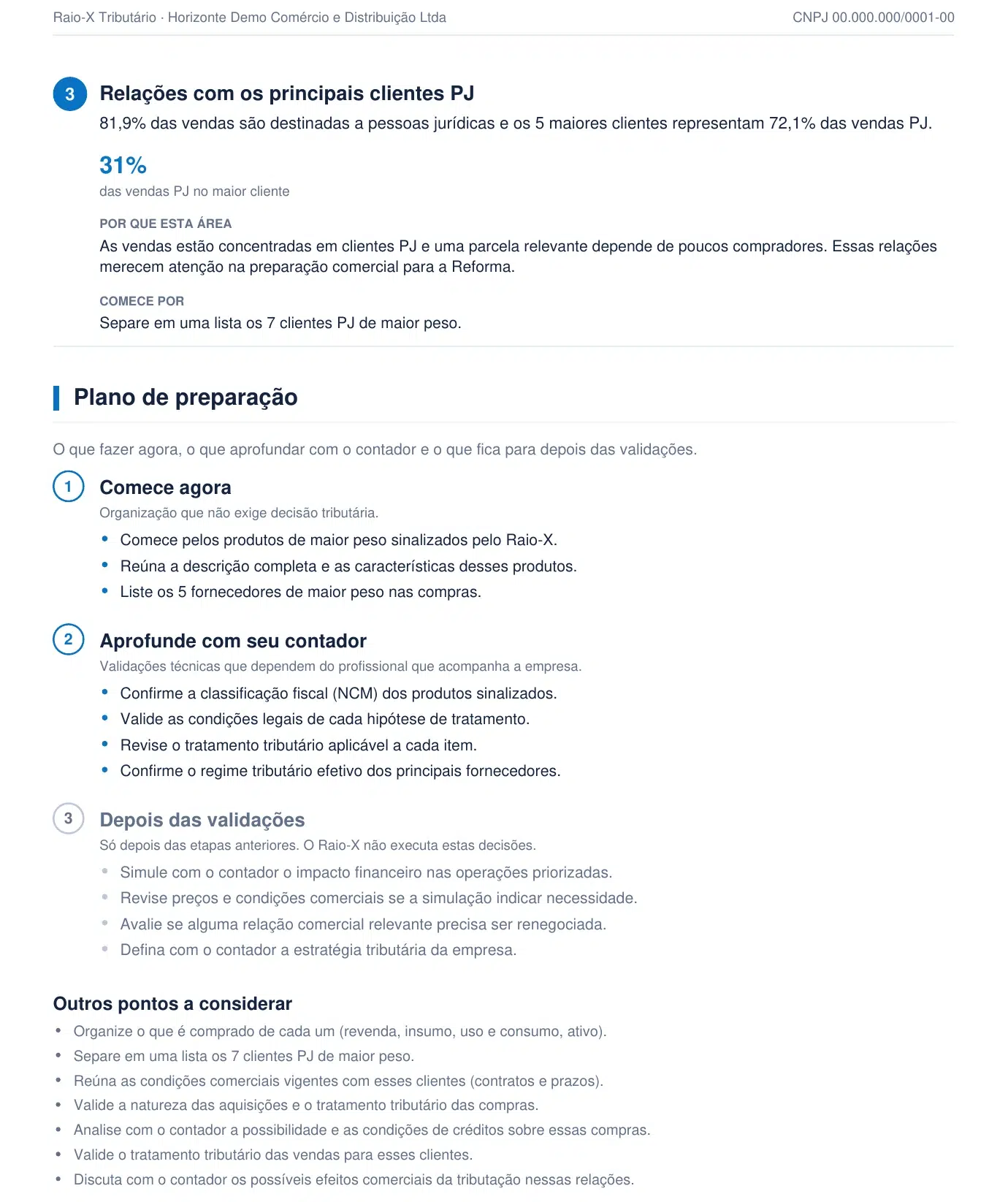Plano de preparação para 2027 no relatório Raio-X da Empresa
